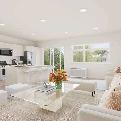 Kitchen, Livingroom shown in Seabreeze Colourboard